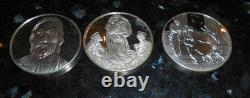 3 Vintage. 925 Silver Franklin Mint 100 Greatest Masterpieces 42,95,62- 6.26 ozt