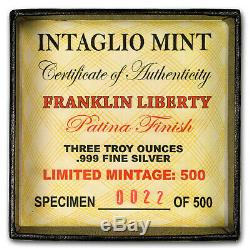 3 oz Outré High Relief Silver Round Franklin Liberty SKU#158590