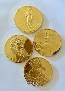 4 Franklin Mint 100 Masterpieces 24k On Sterling Silver Medals Mythologic Gods