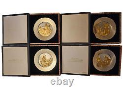 4 Franklin Mint 1973-76 Bicentennial Commemorative Sterling Silver Plates 980 gr