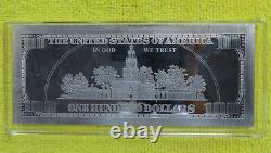 4 Ounce Oz. 999 Silver Bar 2004 Ben Franklin Proof $100 Bill in Plastic Case
