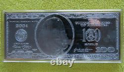 4 Ounce Oz. 999 Silver Bar 2004 Ben Franklin Proof $100 Bill in Plastic Case