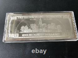 4 oz. 999 Silver Bar Ben Franklin $100 Bill Proof 2000 Dated in Plastic Holder