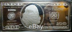 4 oz. 999 Silver Bar Ben Franklin $100 Bill Proof 2006