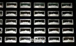 50 Franklin Mint 1000 Grains ea. Sterling Silver Ship Ingots in Wood Display Box