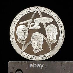 5.75 oz. 925 Sterling Silver Round Star Trek 25th Anniv 1966-1991 F2185