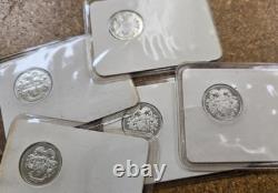 5 Franklin Mint Member Collectors Society Cards, Sterling Silver Coins 1976-1980