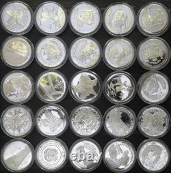 5 Sterling Silver Rounds From 1976 Frankln Mint State Medals Set