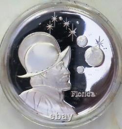 5 Sterling Silver Rounds From 1976 Frankln Mint State Medals Set