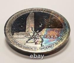 5 oz. 925 Silver 1970 United Nations Franklin Mint Rainbow Toning F4599