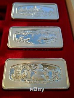 5x Set 1,000 Grain Sterling Silver Christmas Ingot 1972 73 74 76 79Franklin Mint