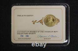 7 Franklin Mint Collectors Society Charter Member Cards Gold Plated. 925 Silver