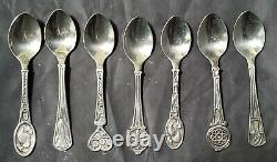 7 Franklin Mint Sterling Silver Love Spoons