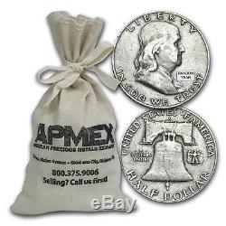 90% Silver Franklin Half-Dollars $100 Face-Value Bag Avg Circulated, 71.50 oz