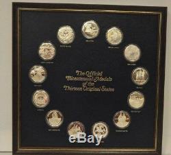 925 Franklin Mint Official Bicentennial Medals Of The Thirteen Original States