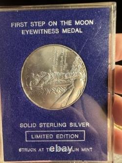 925 Silver FM Coin 1969 First Step on the Moon Eyewitness Medal 26.2gr COM135
