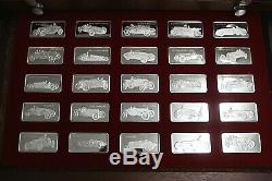 925 Silver Franklin Mint 75 Piece Racing Cars Ingot Set withMahogany Collector Box