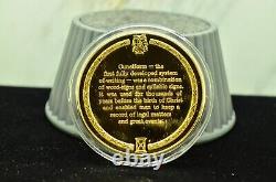 925 Silver Franklin Mint Art Round History Of Mankind Cuneiform System Writing