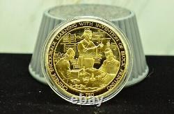 925 Silver Franklin Mint Art Round History Of Mankind Invention Block Printing