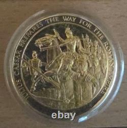 925 Silver Franklin Mint Art Round History Of Mankind Julius Caesar Prepares
