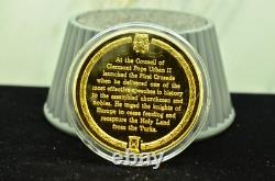 925 Silver Franklin Mint Art Round History Of Mankind Pope Urban II 1st Crusade