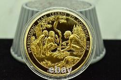 925 Silver Franklin Mint Art Round History Of Mankind Prehistoric Man Fire