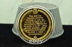 925 Silver Franklin Mint Art Round History Of Mankind Prehistoric Man Fire