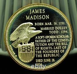 925 Silver Franklin Mint Art Round Presidential Treasure James Madison