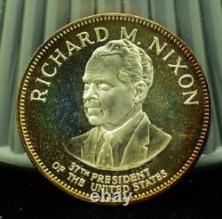 925 Silver Franklin Mint Art Round Presidential Treasury Richard M Nixon