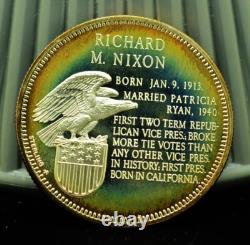 925 Silver Franklin Mint Art Round Presidential Treasury Richard M Nixon