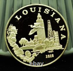 925 Silver Franklin Mint Art Round State of Louisiana