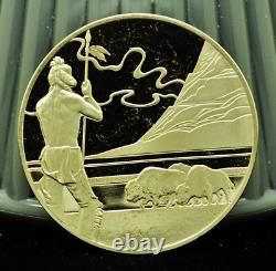925 Silver Franklin Mint Art Round State of Montana