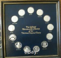 925 Silver Franklin Mint Official Bicentennial Medals Of The 13 Original States