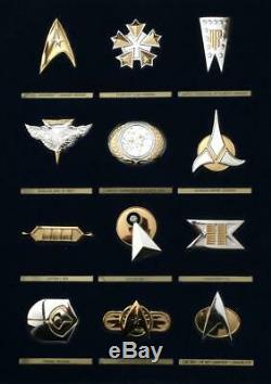 925 Silver Official Star Trek Insignia Badges Set of 12 with Case Franklin Mint
