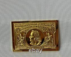 925 Sterling Silver Gold Plate Franklin Mint Stamps Christopher Columbus 39.35G