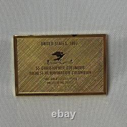 925 Sterling Silver Gold Plate Franklin Mint Stamps Christopher Columbus 39.35G