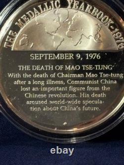 925 Sterling Silver Round Franklin Mint 1976 Yearbook Mao Tse-Tung Death 31G