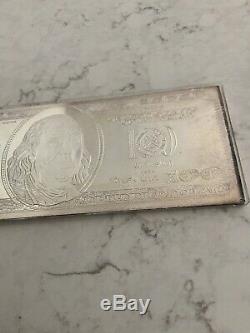 999 One Troy Pound Fine Silver Bullion Bar 12 Troy Oz. $100 Note Ben Franklin #