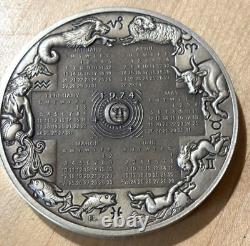 9.45 oz. 925 Silver Round 1974 Annual Calendar The Franklin Mint F4600