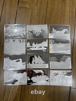 ALL 12 1974/5 Currier & Ives 2.78 oz. 999 Silver Franklin Mint Collection Bars