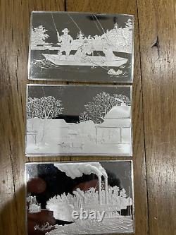 ALL 12 1974/5 Currier & Ives 2.78 oz. 999 Silver Franklin Mint Collection Bars