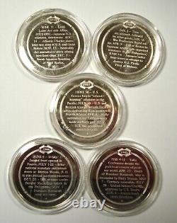ALL 5 WORLD WAR II 925 Franklin Mint American History Sterling Silver Medals