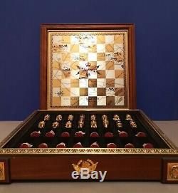 Alt Chachspiele FRANKLIN MINT Chess set FRANKLIN MINT Waterloo gold/silver