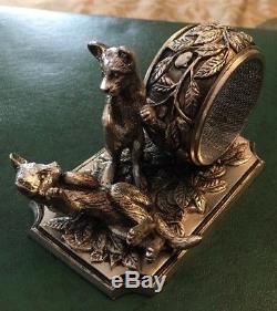 Animals At Play Napkin Rings Franklin Mint 6 Antiqued Silver Plate RARE