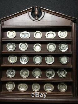 Antique English 25 Silver Miniature Plate Collection Complete Set Franklin Mint