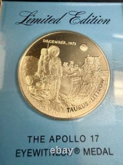 Apollo 17 Eyewitness Silver Medal Franklin Mint Box, COA, Letter, Moon Space