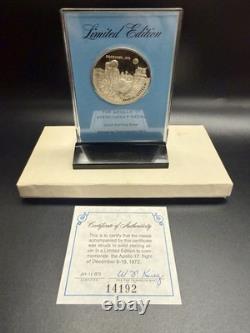 Apollo 17 Eyewitness Silver Medal Franklin Mint Box, COA, Letter, Moon Space