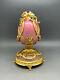 Authentic Russian Fabergé Pink Enamel Gilded Sterling Silver Egg Franklin Mint