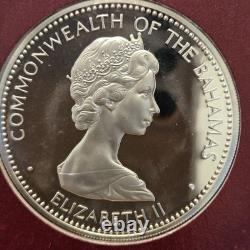 Bahamas 1973 10 Dollar Sterling Silver Proof Coin Franklin Mint Independence COA