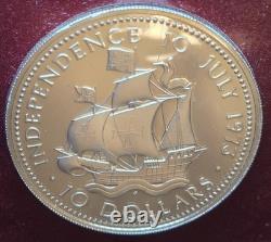 Bahamas 1973 10 Dollar Sterling Silver Proof Coin Franklin Mint Independence COA